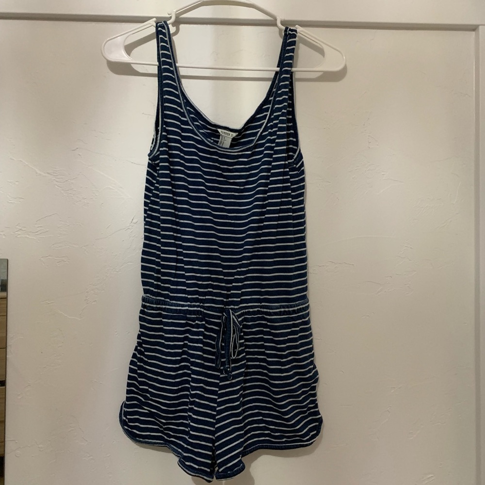 Forever 21 striped romper with drawstring